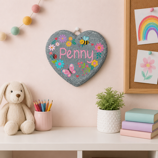 Personalized Butterfly & Bee Heart 4" Garden Stone