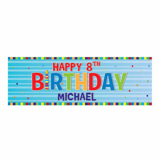 Blue Happy Birthday Personalized Banner