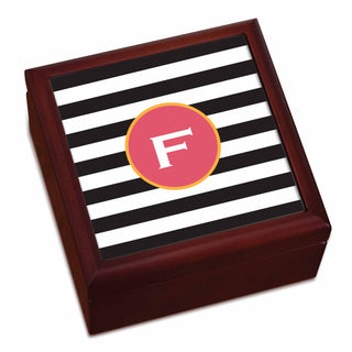 Black and White Stripes Personalized Keepsake Box
