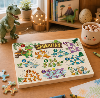 Personalized Dinosaur Count 24 Piece Wood Puzzle
