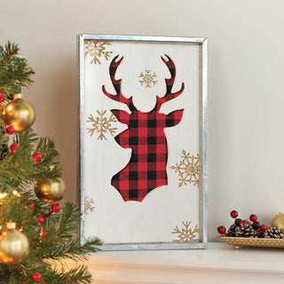 Holiday Deer Galvanized Frame Sign