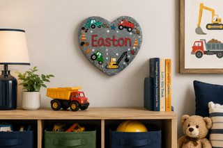 Personalized Construction Crew Heart 4" Garden Stone