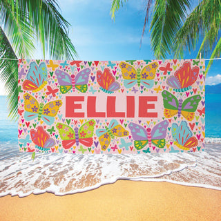 Colorful Boho Butterflies Personalized Beach Towel