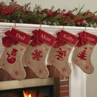 Personalized Burlap Stocking---Snowflake