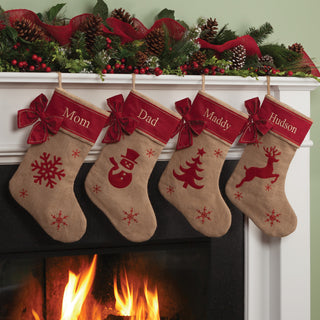 Personalized Burlap Stocking---Reindeer