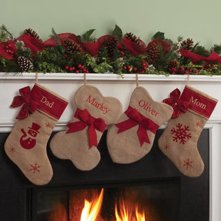 Personalized Burlap Stocking---Tree