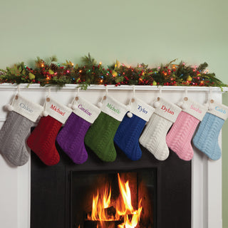 Personalized Cable Knit Stocking---Blue