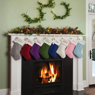 Personalized Cable Knit Stocking---Green