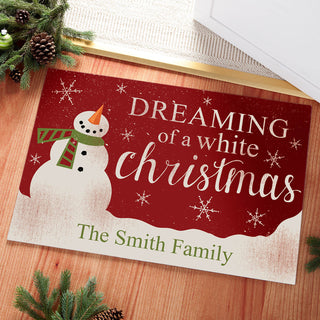 Dreaming Of A White Christmas Personalized Doormat