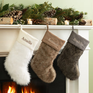 Personalized White Faux Fur Stocking