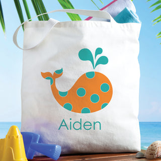 Personalized Boy Whale Tote Bag
