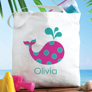 Personalized Girl Whale Tote Bag