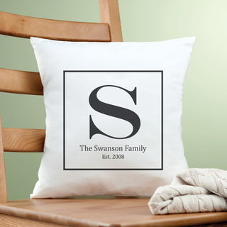 Family Black Initial Personalized 14" Throw Pillow