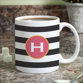 Black & White Stripes Personalized Coffee Mug - 11 oz.