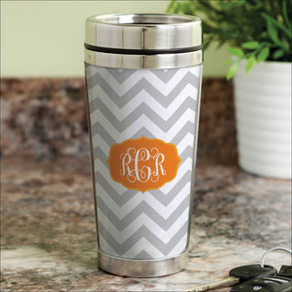 Chevron Monogram Personalized Travel Mug