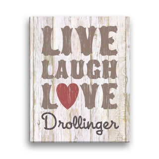 Live, Laugh, Love Personalized 11"x14" Beige Canvas