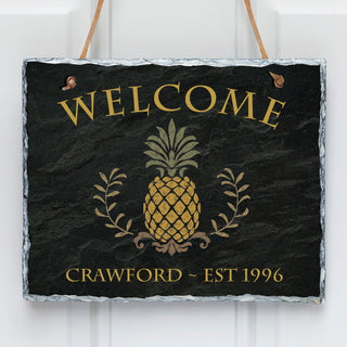 Pineapple Welcome Personalized Wall Slate