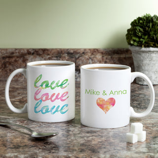 LOVE LOVE LOVE Personalized White Coffee Mug - 11 oz.