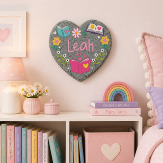 Personalized Book Lover Heart 4" Garden Stone