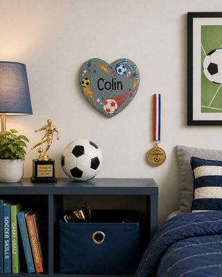 Personalized Soccer Champion Heart 4" Garden Stone