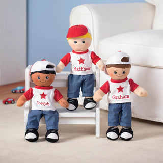 African American Boy Rag Doll with Ball Cap & Star Shirt