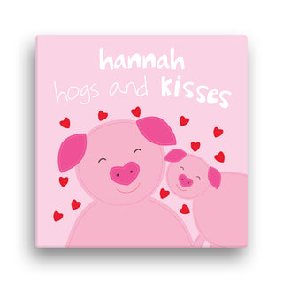 Sandra Magsamen Personalized Hogs and Kisses Pink 12x12 Canvas Wall Art