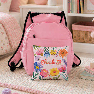 Floral Garden Script Name  8x8 Mini Pillow